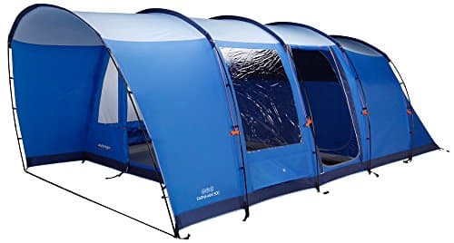Image of Vango Farnham 500 Stylish 5 Man Tunnel Tent [Amazon Exclusive] with TBS II for All Weather Family Camping, Attached Sun Porch, Sewn-In Groundsheet, River Blue