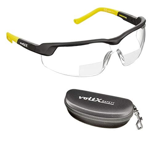 Image of voltX GT ADJUSTABLE Bifocal Reading Safety Glasses (Clear Lens +2.0), UKCA & CE EN166FT Certified, Anti fog coated, UV400 Lens, Scratch resistant + Rigid Clamshell Safety Case