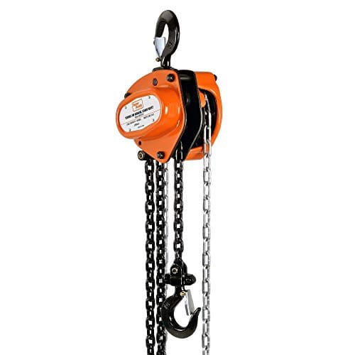 Image of SuperHandy Manual Chain Block Hoist Come Along 1 TON 2200LBS Capacity 10FT Lift Heavy Duty Hooks Commercial Grade Steel for Lifting Pulling Construction Building Garages Warehouse Automotive Machinery