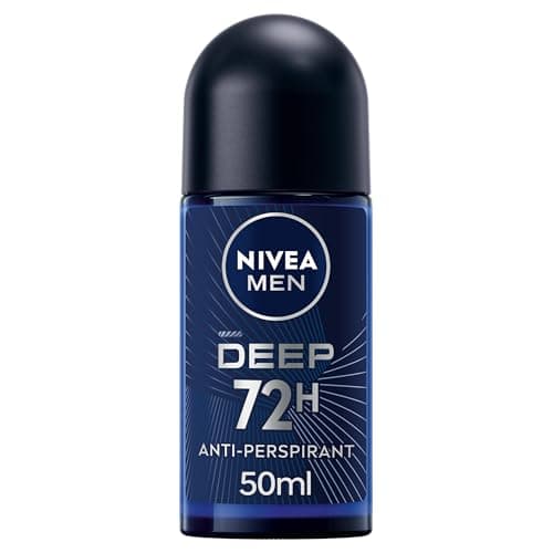 Image of NIVEA Men Deep Black Carbon Roll On (50ml), Roll On Deodorant with 72H of Protection Against Stains and Odours, Strong Anti-Perspirant Developed with MAXXTECH Formula