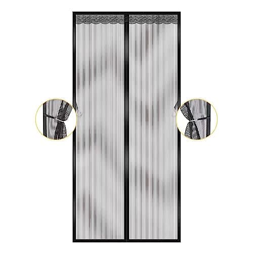 Image of Magnetic Fly Screen Door, Heavy Duty Bug Mesh Curtain with Powerful Magnets and Full Frame Magic Tape, Insect Protection Door No Gap, Keep Bugs Out Lets Fresh Air in (80×200, Black)