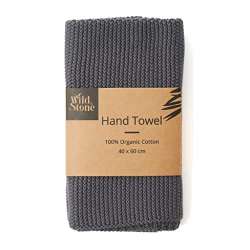 Image of Wild & Stone | Organic Cotton Hand Towel Kitchen Towel | Perfect For Around The Home | Eco Hand Towels (Slate Grey)