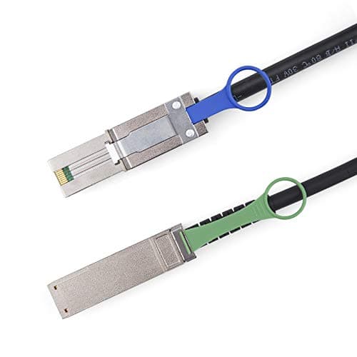 Image of 10Gtek® QSFP (SFF-8436) to MiniSAS HD SFF-8088 DDR Hybrid SAS Cable, External Mini SAS Copper Passive Cable for NetApp, 100-Ohm, 30AWG, 1-Meter(3.3-ft)