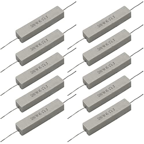 Image of Cement Resistor,10 PCS 20W 6 ohm 5% Axial Lead Wire Resistor White Wound Fixed Ceramic Cement Resistors Wirewound Cement Power Resistors Flame Heat Moisture Resistance Precharge Horizontal Resistors