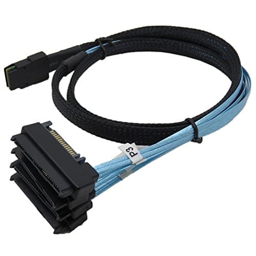 Image of CableDeconn Mini SAS 36 SFF-8087 to (4) SFF-8482 Connectors With SATA Power 1m