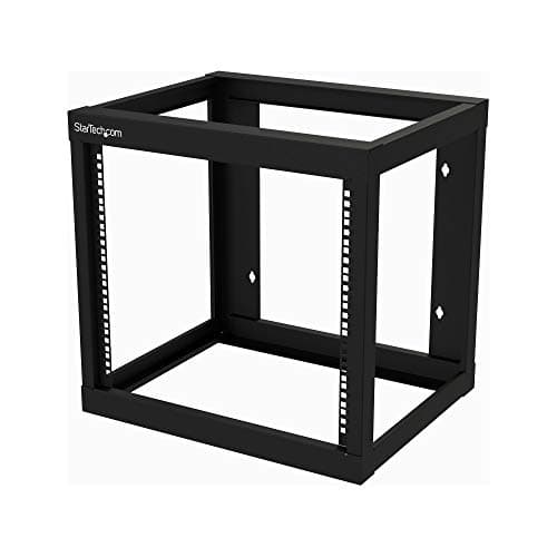 Image of StarTech.com 2-Post 9U Heavy-Duty Wall-Mount Network Rack, 19" Open Frame Server Rack, 18" Deep, Wall Mount Data Rack for IT / AV / Patch Panel / Computer Equipment (RK919WALLO)