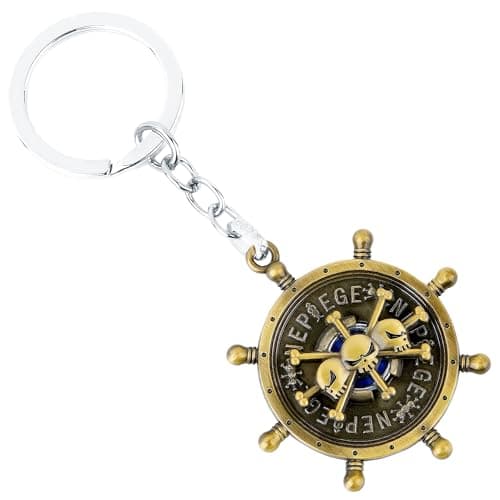 Image of Weeb Keychains One Piece Keychain, Premium Gold Finish Monkey D Luffy Collectible, One Piece Merch with Straw Hat & Wanted Tag, Lightweight Anime Gifts for Men, Anime Keychains for Keys or Bags