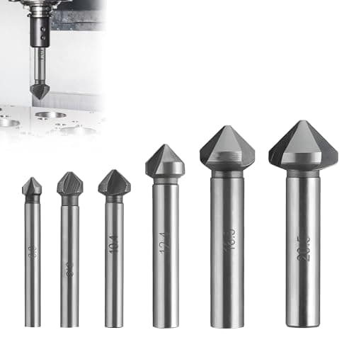 Image of 6PCS Countersink Drill Bit Sets for Smooth and Clean Hole Edges 6.3-20.5 mm HSS Steel Countersink Drill Bit 3 Edge 90° Chamfer End Mill Cutter Countersink Deburring Tools for Metal, Wood, Plastic