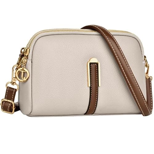 Image of TEUEN Small Crossbody Bag for Women, Leather Handbags,Ladies Phone Bag with Adjustable Wide Strap, Fashion Shoulder Bags with Zip for Shopping Travelling Work City Walks