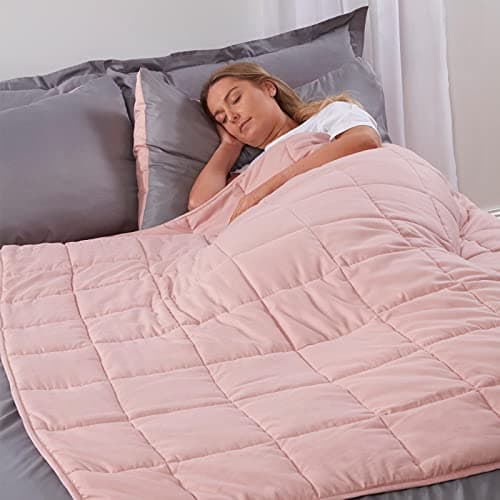 Image of Brentfords Weighted Blanket 4 kg for Therapy Sensory Anxiety Autism Insomnia Stress Relief - Blush Pink - 125 x 150 cm, 4 kg(9 lb)