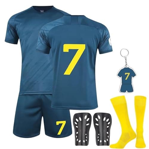 Image of Sidesea Football Kits for Kids, Football Shirts Training Accessories Football Socks Guard Plate Keychain Football Jersey Boys Girls 2023/24 Home and Away Soccer Jerseys Gifts for Boys Girls