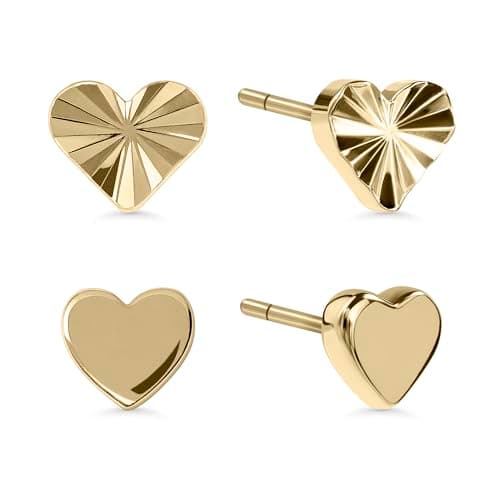 Image of Radley 18ct Gold Plated Textured Heart Twinpack Earrings