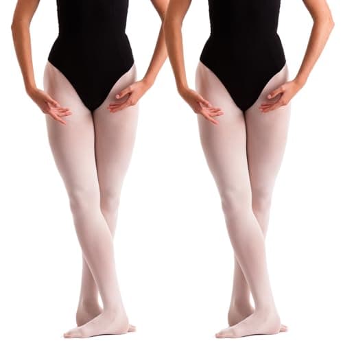 Image of 2 Pairs Dance Ballet Footed Tights (Age 5-7) (Light Pink)