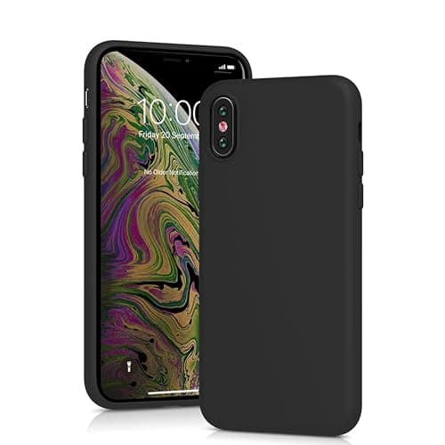 Image of Cyber-Tech Liquid Silicone Case for iPhone XS, Slim Liquid Silicone Soft Gel Rubber Case Cover for iPhone xs 5.8 inch (Black)