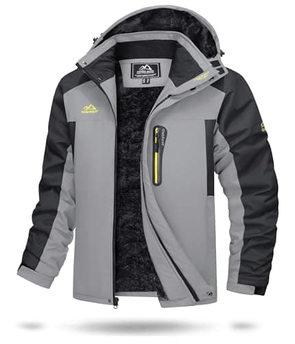 Image of TACVASEN Mens Softshell Jackets Outdoor Waterproof Jacket Thick FleeceWinter Coat for Skiing Work Hiking Light Grey,L