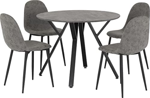 Image of Seconique Athens Round Dining Set with 4 Chairs in Concrete Effect