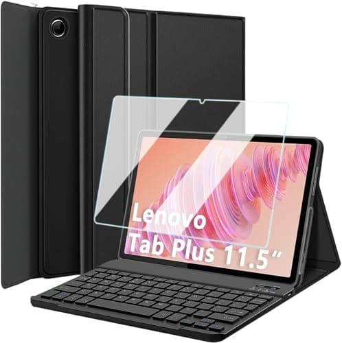 Image of Wineecy Keyboard Case with Screen Protector for Lenovo Tab Plus 11.5 Inch 2024 (TB351FU), 9H Tempered Glass, Detachable Wireless Bluetooth Keyboard with Slim Stand Cover