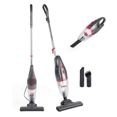 Image of Beldray 2 in 1 Upright Vacuum Cleaner, Corded Handheld Vacuum Cleaner, Lightweight, Bagless, with 1L Dust Tank, HEPA Filter, 600W, Crevice and Brush Tools, Stairs, Upholstery and Car