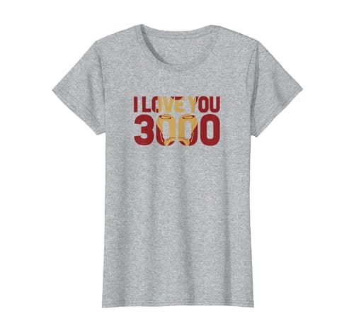 Image of Marvel Avengers Endgame Iron Man I Love You 3000 Text Fill T-Shirt, Women, Heather Grey, 3X-Large