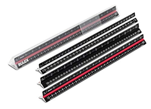 Image of Rulex 30cm Black Metal Triangular Scale Ruler 1:1 1:10 1:2 1:20 1:5 1:50 1:100 1:200 1:500 1:1000 1:1250 1:2500