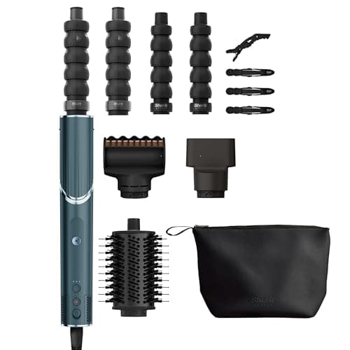 Image of Shark FlexStyle 5-in-1 Air Styler & Hair Dryer, Auto-Wrap Curlers, FrizzFighter Finishing Tool, Oval Brush, Concentrator, Clips & Storage Bag, No Heat Damage HD456TLUK