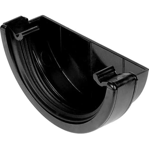 Image of 112mm Half Round Gutter External Stop End - Gutter Pipes and Fittings- (Black)