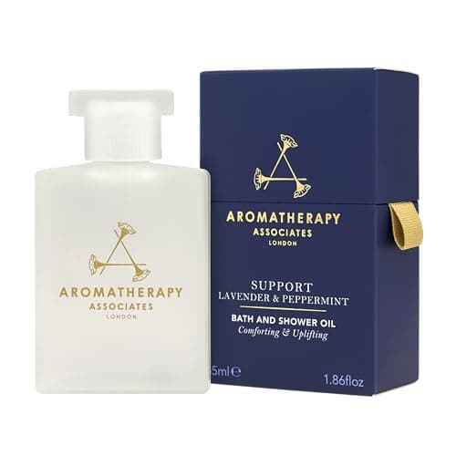 Image of Aromatherapy Associates Bath and Shower Oil, Luxury Spa, Natural Bath, Bath Oil, Vegan, Cruelty Free, Environment Friendly (55 ml (Pack of 1), Support Lavender & Peppermint Bath and Shower Oil)
