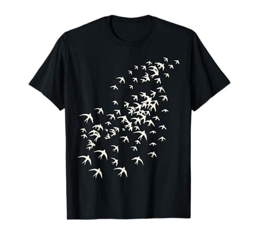 Image of Flock of Birds Flying - Nature and Bird Lovers Graphic Print T-Shirt
