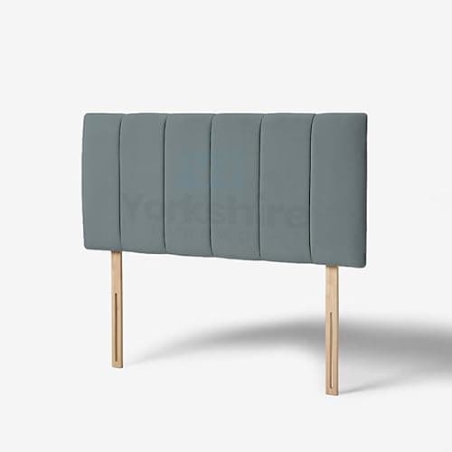 Image of YORKSHIRE HOMEWARE Padded Lined Headboard | Lined Headboards in Plush Velvet Fabric | Bed Bedroom Decor Hotel Furniture (Steel, 3ft Single)