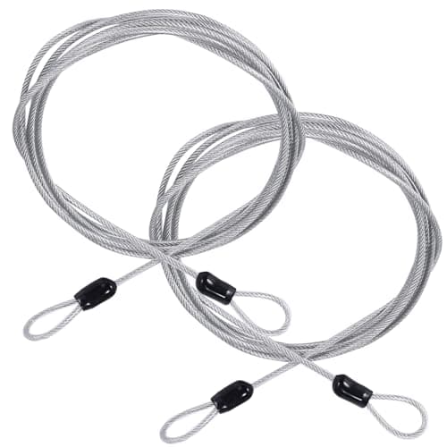 Image of PZJFH 2Pcs 2M Security Bike Lock Cable Lightweight Wire Cable Lock Portable Lock Wire Rope Silver Flexible Double Loop Safety Cable Braided Stainless Steel Cable for Padlocks Scooter Bicycle Suitcase
