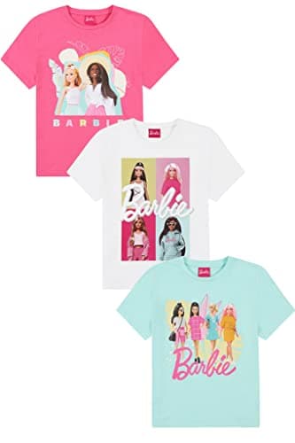 Image of Barbie 3 Pack Girls T-Shirts Multipack (5-6 Years) Pink