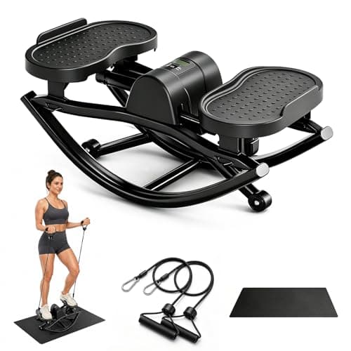 Image of Rock Stepper, Portable Exercise Stepper Machine Balance Exerciser with LCD Monitor Twist Motion Leg Exerciser for Glutes Abs Upper Lower Body Men Women Senior Gym Bedroom Indoor Office,Black