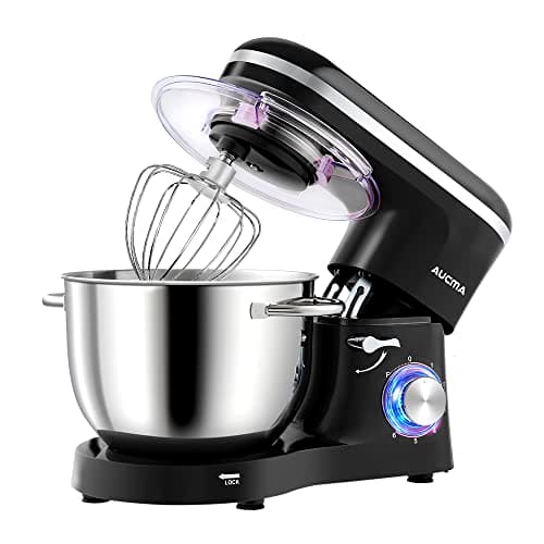 Image of Aucma Stand Mixer, 6.2L Food Mixers for Baking, Electric Kitchen Mixers with Bowl, Dough Hook, Wire Whip & Beater (6.2L, Black)