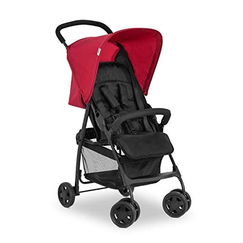 Image of hauck Sport, Red - Super Lightweight Travel Pushchair with Raincover (only 5.9 kg) Compact & Foldable, Fully Reclining, XL Storage Basket, from Birth up to 15 kg