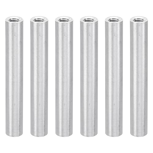 Image of PATIKIL 6pcs M3 Metal Threaded Standoff Spacer Nuts, Round Aluminum Spacers Female Coupling Screws, 1/8" ID x 3/16" OD, Silver 3x5x35mm