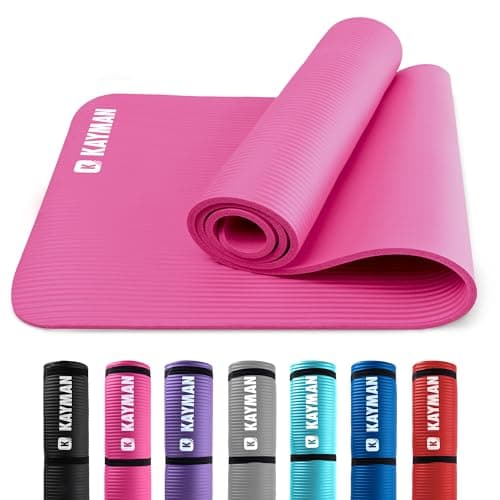 Image of KAYMAN Yoga Mat – Multi-Purpose Extra Thick Foam Exercise Mats – Ideal Floor Mat for Pilates, Stretching, Resistance Workout & Therapy – Home & Gym Equipment Accessory (Pink)