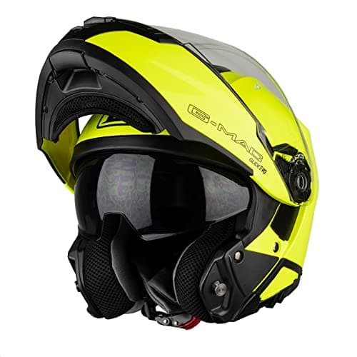 Image of G-MAC Glide Evo Flip Front Motorcycle Helmet (XS, Safety Yellow)