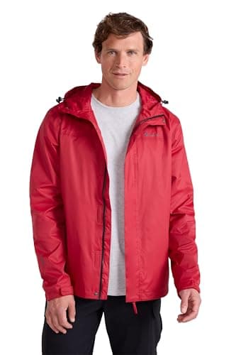 Image of Mountain Warehouse Torrent Mens Waterproof Rain Jacket - Waterproof & Lightweight Raincoat with Taped Seams, Zipped Pockets - Spring Summer Travelling & Outdoors Dark Red S