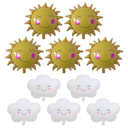 Image of HINFHI 10 Pieces Cartoon Balloons, Cute Cloud Balloons, Smiling Sun Balloons, Children'S Inflatable Toys, Party Decoration Accessories.