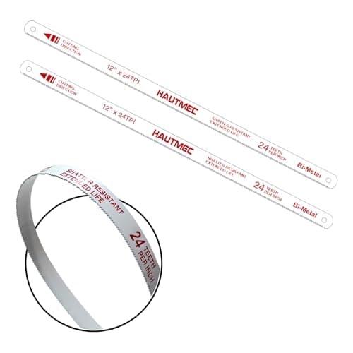 Image of HAUTMEC 300mm Hacksaw Blades 24 TPI – 2 Pack 12" Bi-Metal Replacement Blades with High-Speed Steel Teeth and Spring Steel Body, Professional Grade, Fits Most Hacksaw Frames