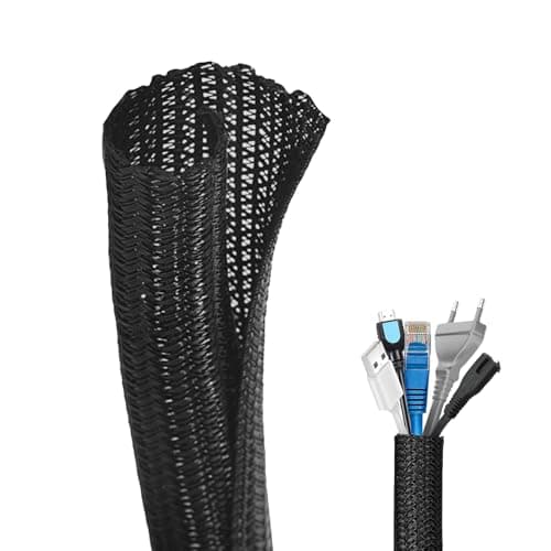 Image of Flintronic 10ft - 1/2 inch Cord Protector, Wire Loom Tubing, Cable Sleeve Split Sleeving, Cable Tidy Sleeve, Protect Pets From Chewing Cords For USB Cable Power Cord Audio Video Cable for Home,Office