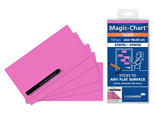 Image of Legamaster Magic-Chart Notes - static self-adhesive - white - 10x20cm - wipeable and rewritable - incl. 1 board marker - 100 sheets