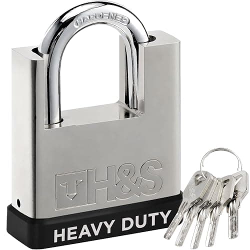 Image of H&S 5 Keys 60mm Heavy Duty Padlock - Warehouse Container Garage Shutter Gate Chain Shed Lock - Padlocks with Keys - Locks - Locker Padlocks - Pad Lock