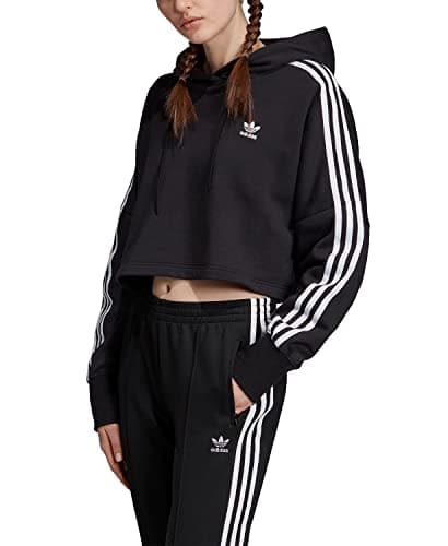 Image of adidas Originals Women's Cropped Hooded Sweatshirt, Black, Large