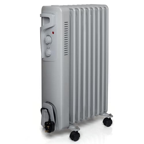 Image of Futura Oil Filled Radiators Free Standing 2000W, 9 Fin Electric Oil Heater with 3 Heat Settings, Electric Heater Energy Efficient Thermostat, Oil Filled Radiator Ideal for Home and Office Use
