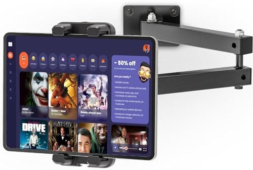 Image of Tendak Tablet Wall Mount, Aluminum Alloy Long Arm iPad Wall Mount for Business and Home, Tablet Wall Bracket Holder Compatible 4.7-13.5 Inch Tablets iPad Mobile Phone