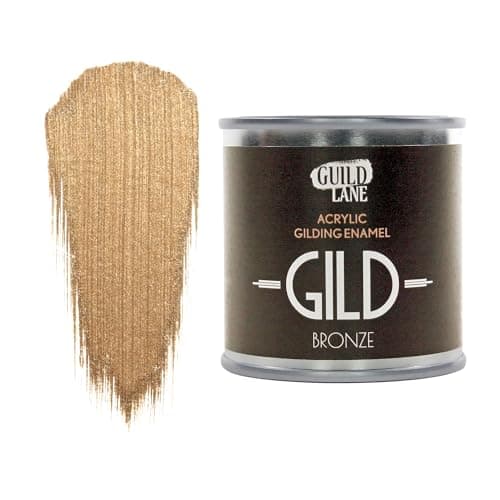 Image of Guild Lane GILD Metallic Acrylic Enamel Paint - Bronze - For Wood, Metal, Glass, Furniture & Crafts - Water-Based, Non-Tarnish Finish - 125ml Jar - Made in Britain