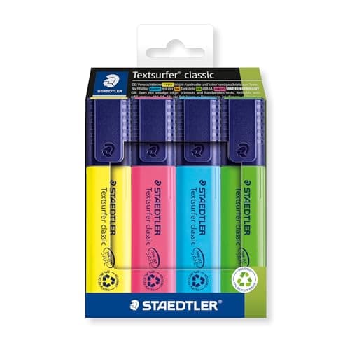 Image of STAEDTLER 364 C4 Textsurfer Classic Highlighter - Assorted Colours (Card Pack of 4)