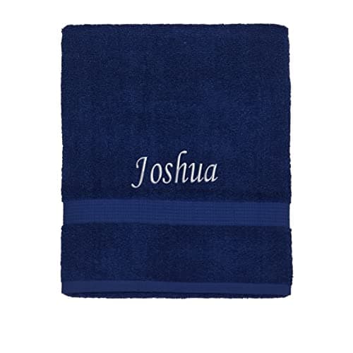 Image of La Maison Personalised Embroidered Face Hand Bath Sheet Beach Towel Swimming Towel Any Name 100% Egyptian Cotton Supersoft Durable Everyday Towels (Face Cloth, Navy)