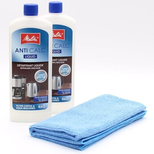 Image of PakTrade 2 Liquid Descaler for Filter Coffee Machines + Microfiber Cloth compatible with Melitta EASY THERM - 6708009, EASY THERM II - 6762892-250 ml - Accessories